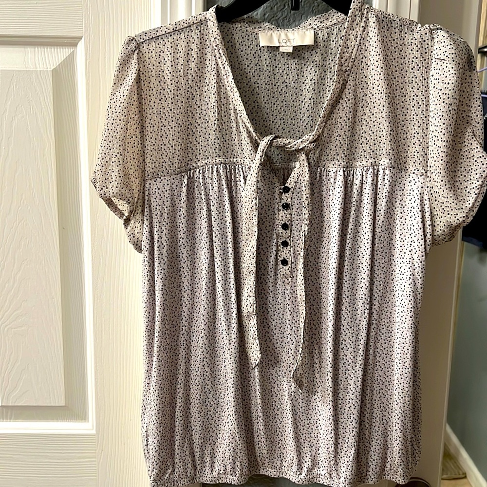 Ann Taylor Loft Polka Dot Blouse - Large